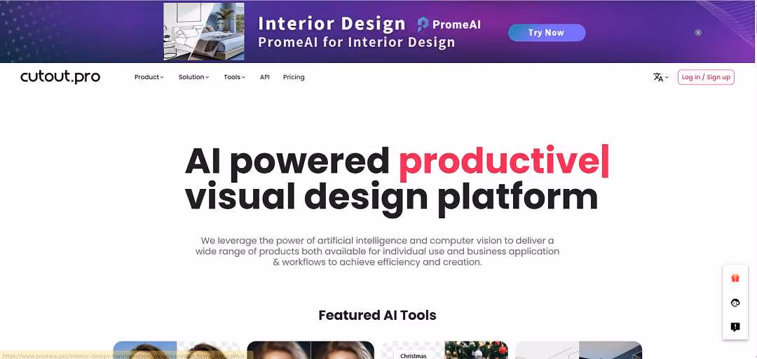 Cutout.pro is an AI-powered visual editing platform that offers a wide range of tools for photo and video enhancement, background removal, and creative image manipulation. 