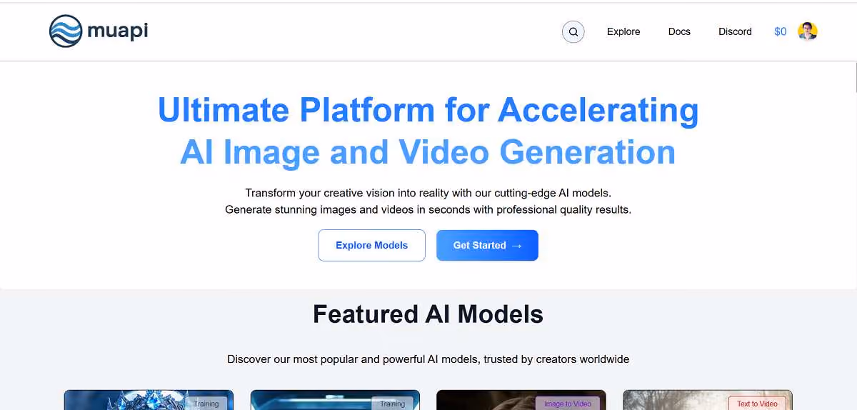 Muapi is a developer-centric, fully hosted API platform tailored for rapid and scalable AI-driven visual content. 