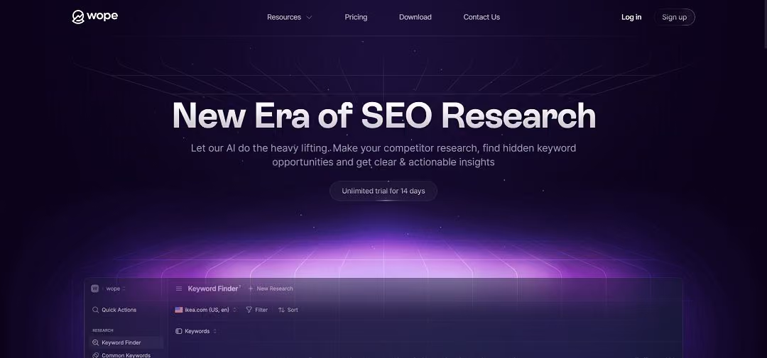 Wope is an AI-powered SEO research platform designed to simplify and strengthen search optimization strategies for businesses, marketers, and content creators.