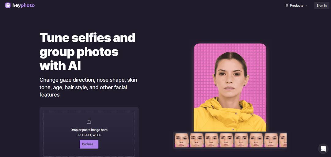 HeyPhoto is an AI-powered online photo editor created by Icons8 that focuses on making facial edits simple, fun, and highly accessible. 