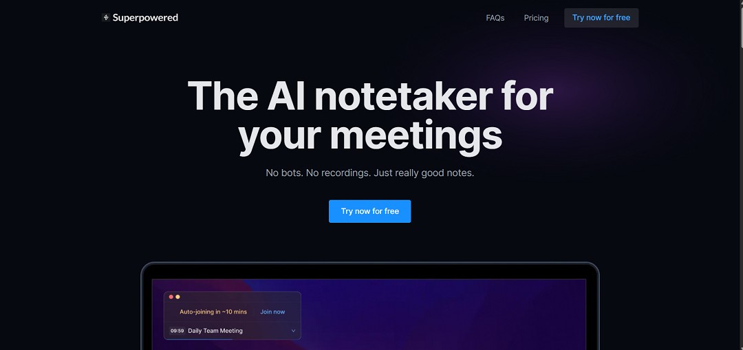 Superpowered is an AI-driven notetaker designed to make meetings more useful and far less tedious by automatically turning spoken conversation into actionable, well-organized notes.