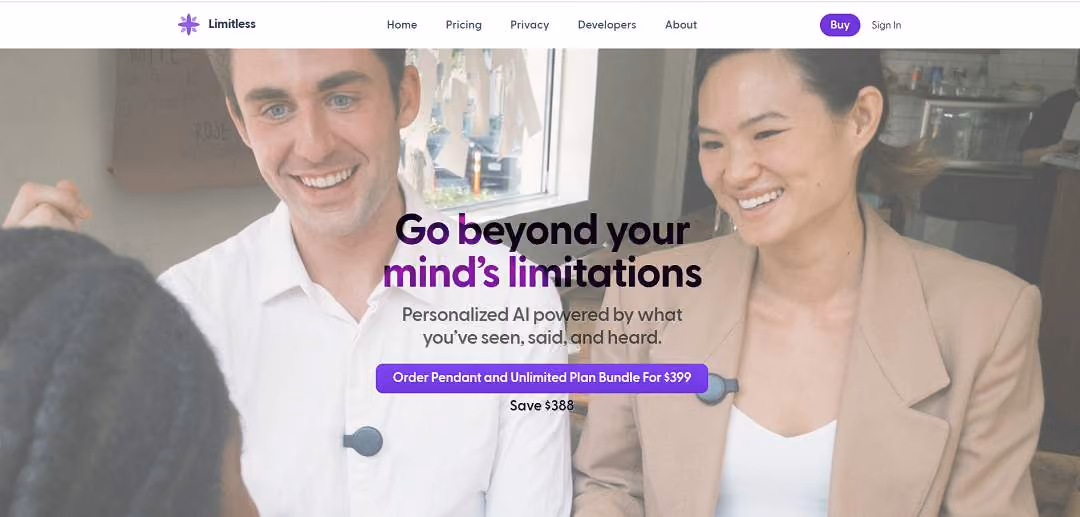 Limitless AI is a privacy-minded wearable + software system built to help people capture, transcribe, and make useful the things they say and hear throughout the day.