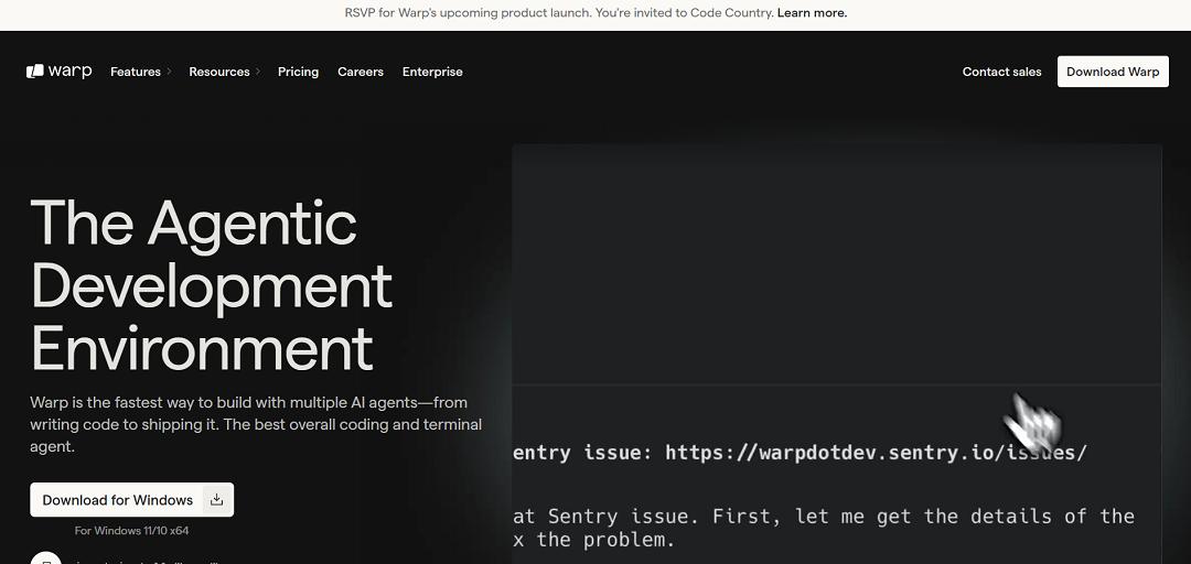Warp is a modern, AI-first terminal that reimagines the command line as an “Agentic Development Environment,” combining a fast native terminal with built-in AI agents, collaboration tools, and a shared knowledge drive so developers can generate, run, and manage work from a single place. 