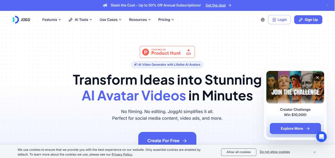 JoggAI is a modern, all-in-one AI video creation platform designed to let marketers, creators, educators and e-commerce teams produce polished, presenter-led videos without cameras, sound stages, or advanced editing skills