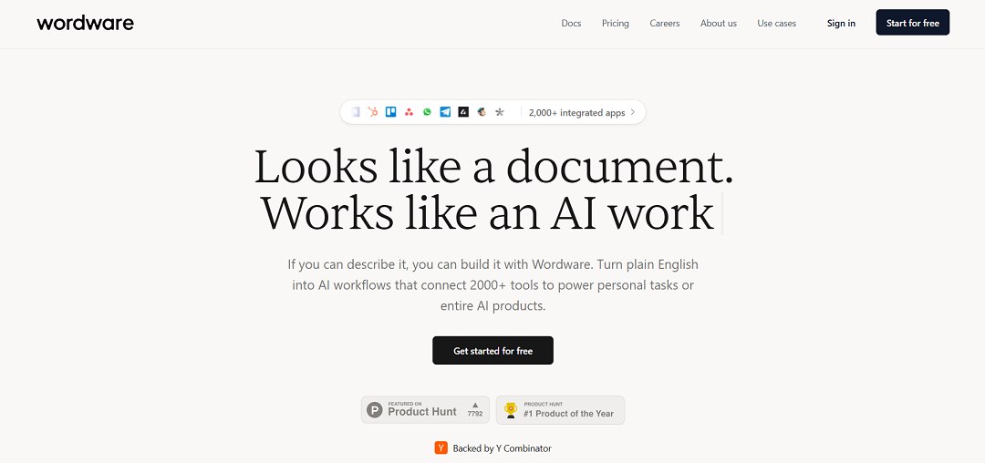 Wordware is a no-code, natural-language-first platform that lets individuals and teams design, test, and deploy AI workflows and agents by writing plain English.