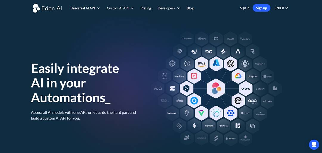 Eden AI is a developer-first platform that simplifies access to a wide range of artificial intelligence services by providing a single, standardized API that aggregates models from multiple providers.
