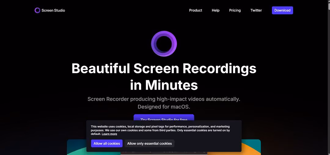 Screen Studio is a powerful screen recording and editing tool built exclusively for macOS, designed to help creators, professionals, and educators produce polished videos with minimal effort.