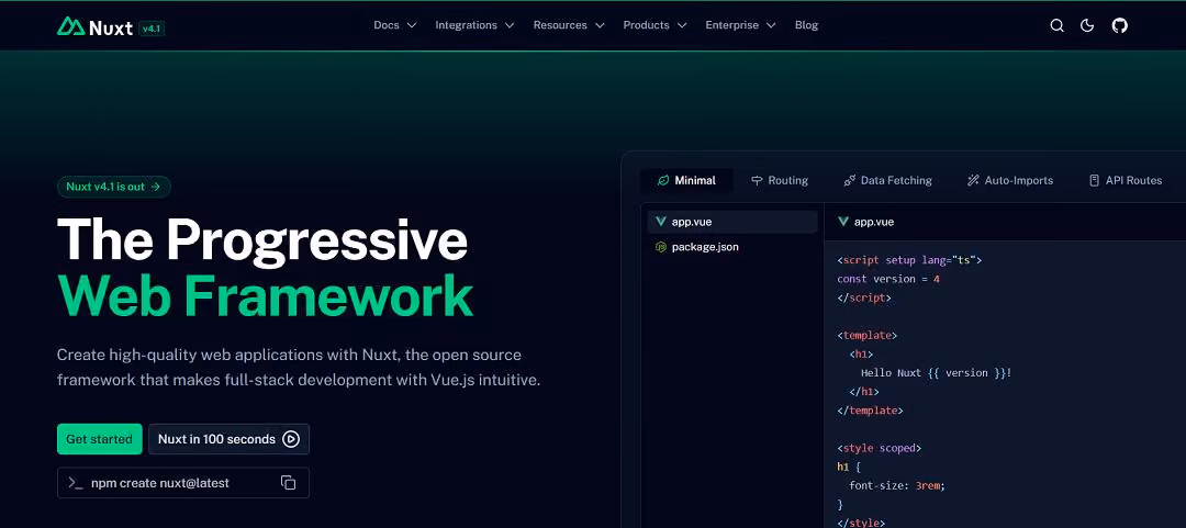 Nuxt, known as “The Progressive Web Framework,” is an open-source, full-stack framework built on top of Vue.js, designed to simplify the process of building fast, scalable, and high-performing web applications.