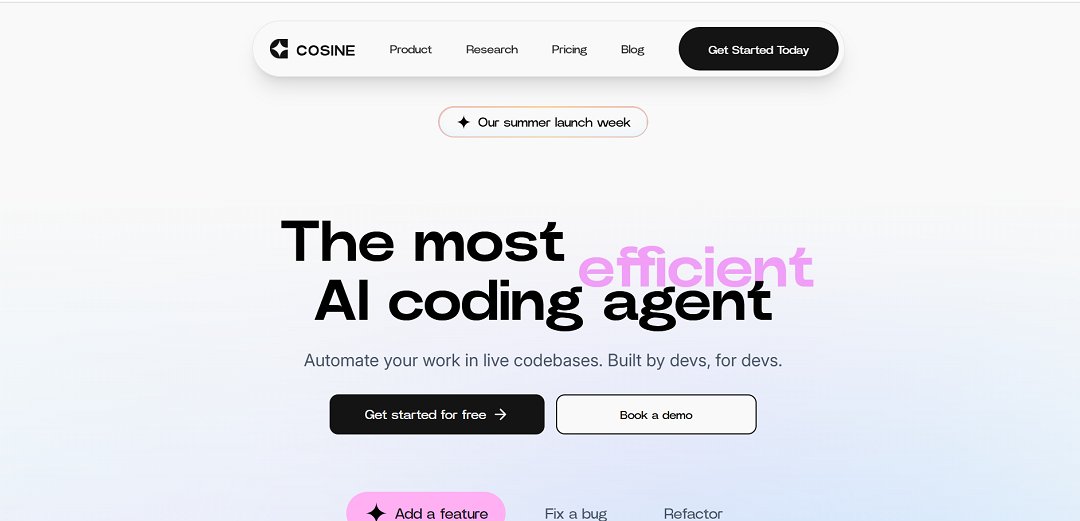 Cosine is an advanced AI-powered developer assistant designed to function as an autonomous software engineering agent, capable of performing complex coding tasks in real production environments.