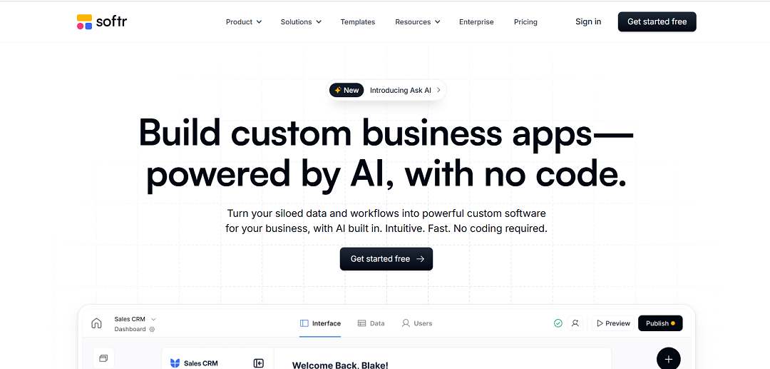 Softr is a no-code platform that allows individuals and businesses to create custom web applications, portals, and internal tools without any coding experience.