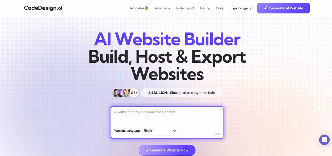CodeDesign AI is an AI-powered no-code website builder designed to make professional website creation fast and accessible for anyone, regardless of technical skills.