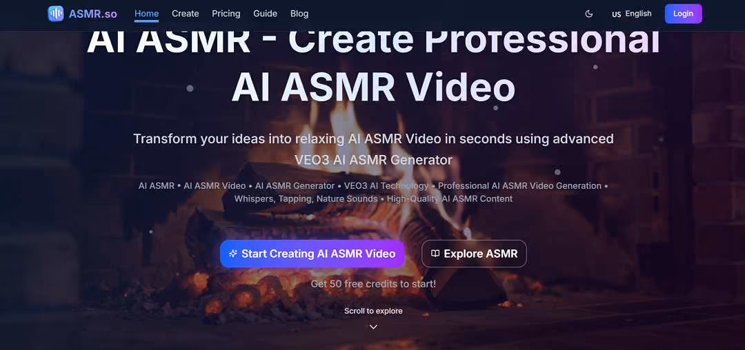 ASMR.so is an AI-powered platform designed specifically for creating professional ASMR videos quickly and with ease.