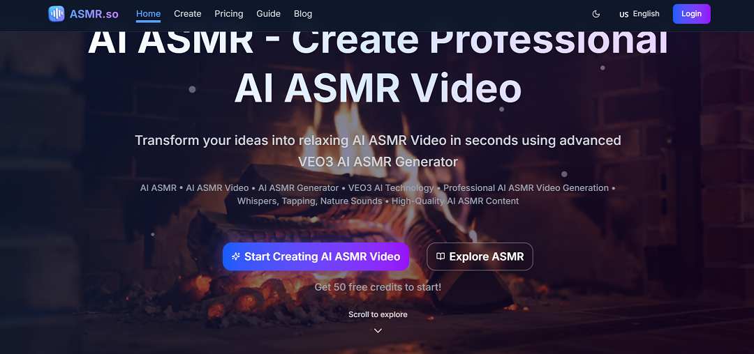 ASMR.so is an AI-powered platform designed specifically for creating professional ASMR videos quickly and with ease. 