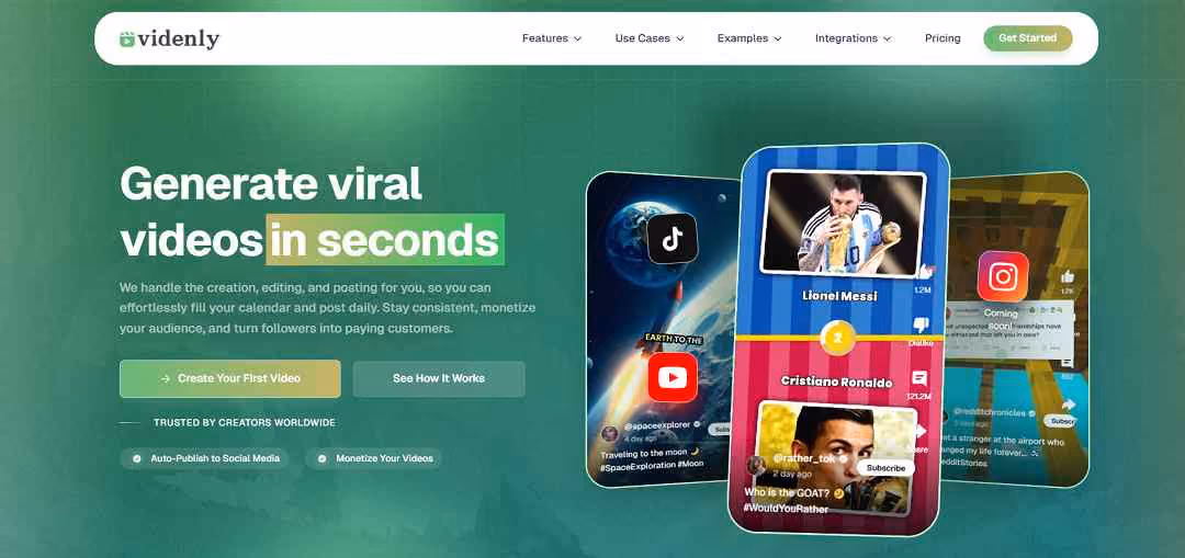 Videnly is an AI-powered video creation and publishing platform designed to help creators, marketers, and businesses produce professional content quickly and efficiently.