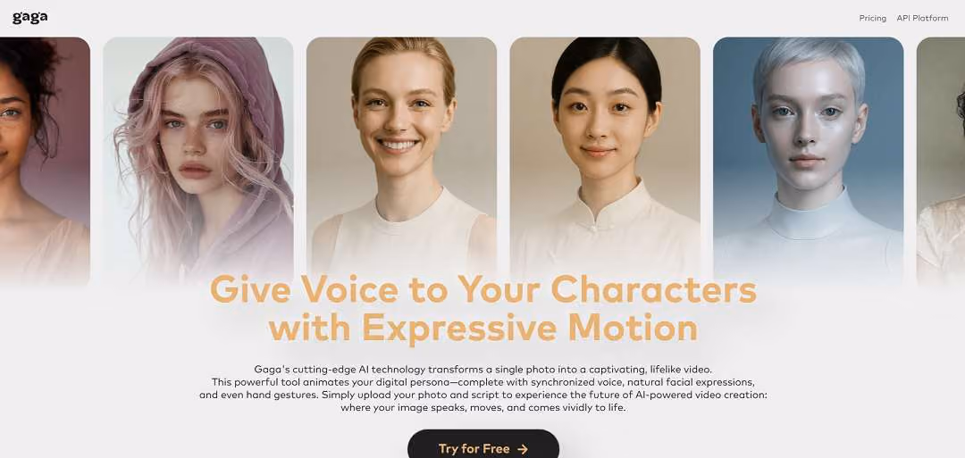 Gaga AI, available at gaga.art, is an innovative AI platform designed to transform a single photo into a lifelike talking avatar capable of delivering expressive videos. 