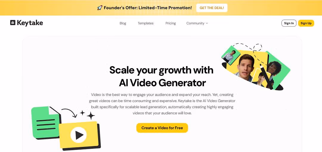 Keytake is an AI-powered video creation platform designed to make producing professional, engaging, and scalable video content simple and efficient.