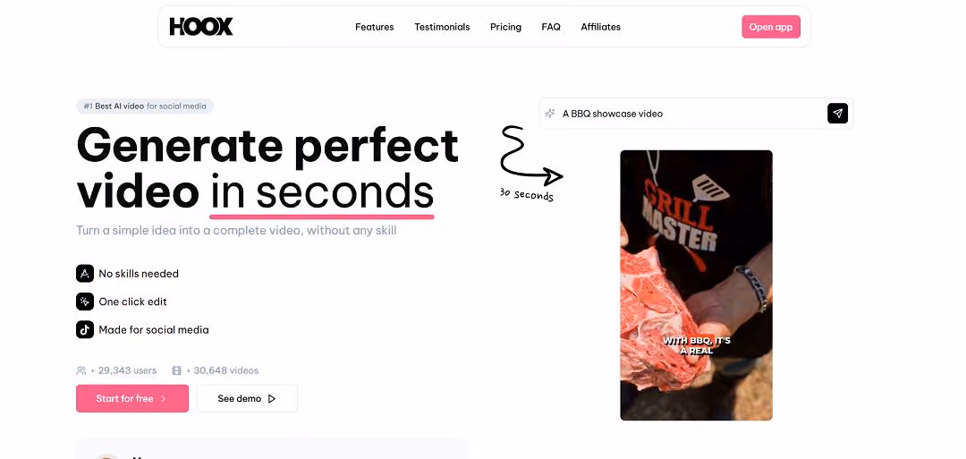 Hoox is an AI-powered video creation platform designed to help individuals and businesses produce engaging content quickly without requiring advanced editing skills.