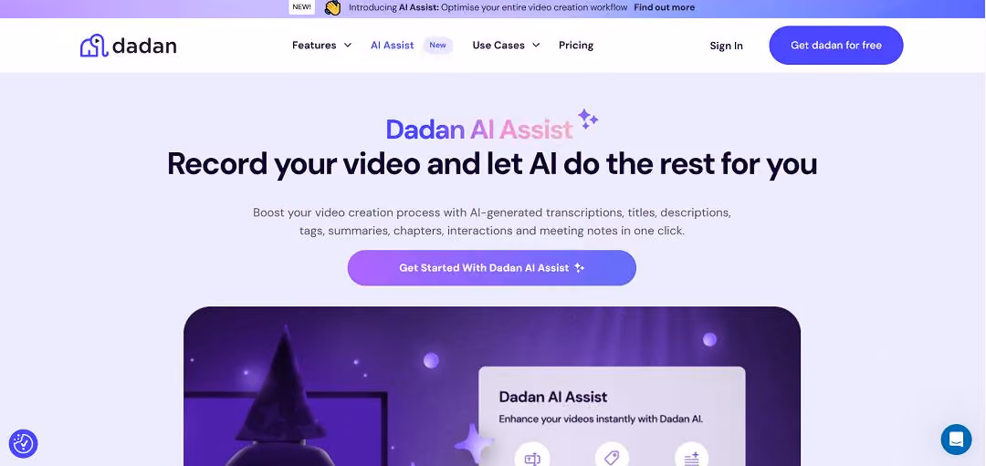 Dadan is an all-in-one video creation and collaboration platform designed to make recording, editing, sharing, and hosting videos simple for individuals as well as teams.