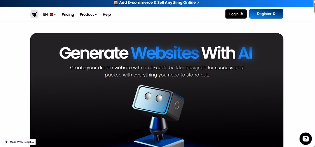 Netjet.io is an AI-powered no-code website builder designed to help individuals, creators, and businesses launch professional websites quickly without needing technical expertise.