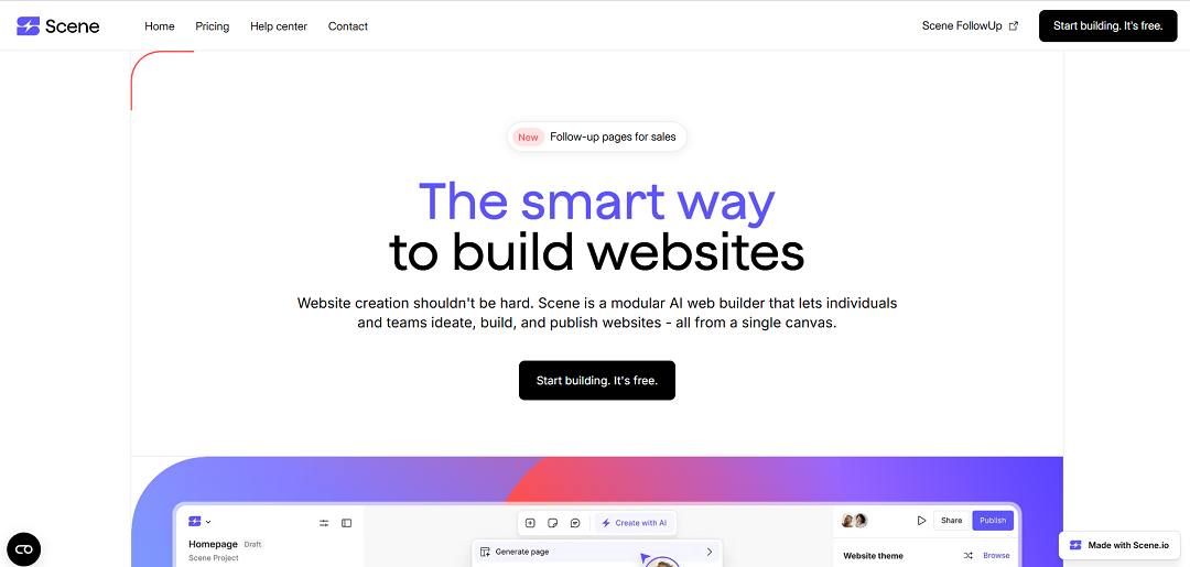 Scene.io is an AI-powered website builder that positions itself as “the smart way to build websites.” It allows individuals, startups, agencies, and teams to ideate, design, and publish professional sites quickly without heavy technical expertise.