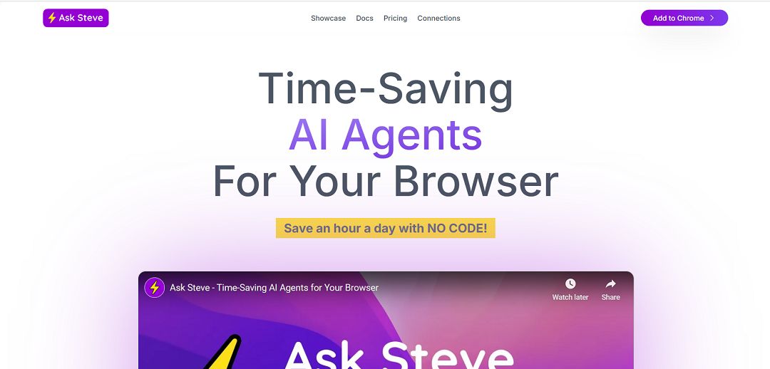 Ask Steve is an innovative browser-based productivity tool designed to bring AI directly into your everyday web experience, helping users automate tasks, extract information, and interact with online content more efficiently without requiring any coding skills. 