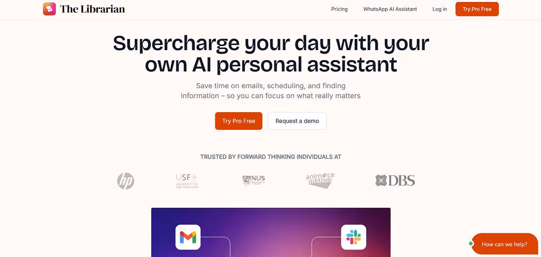 The Librarian is an AI-powered personal assistant designed to significantly enhance productivity by streamlining a wide range of daily tasks.