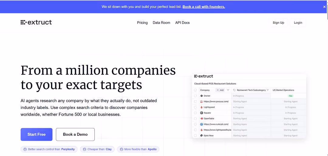 Extruct AI is an advanced platform designed to transform how businesses gather and analyze company intelligence.