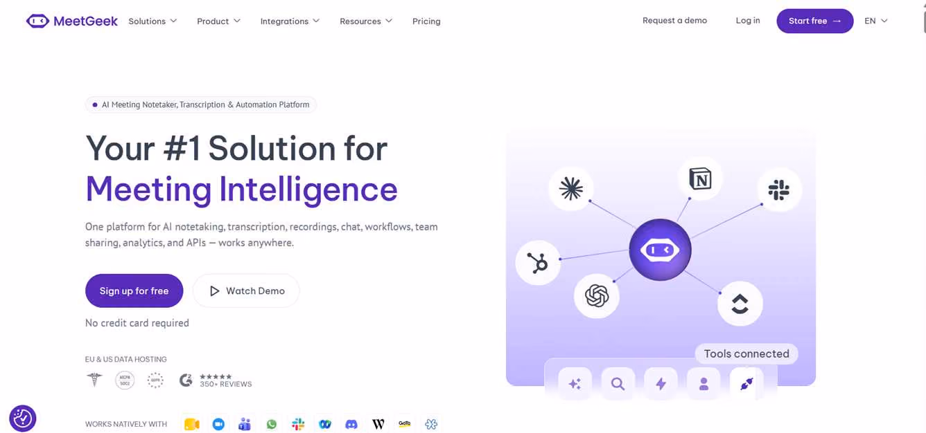 MeetGeek is an AI meeting assistant that automatically records, transcribes, summarizes, and surfaces key insights from your video calls — so nothing falls through the cracks.