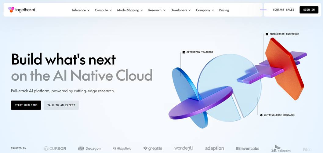 Together AI is an AI infrastructure platform built for developers and businesses that want to run, customize, and deploy open-source and open-weight AI models in production. 