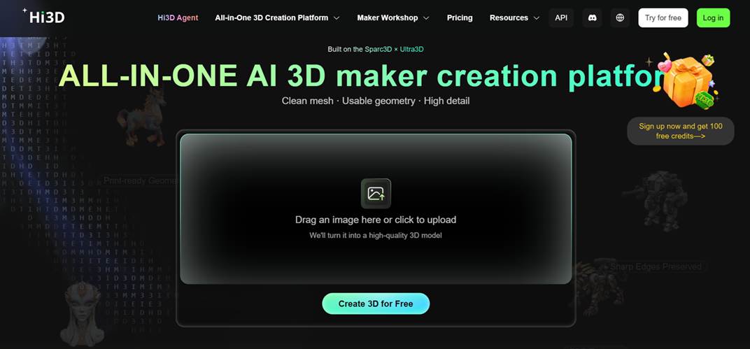 Hi3D is an AI-powered 3D creation platform designed to turn images and ideas into usable 3D assets without requiring advanced 3D modeling skills. 