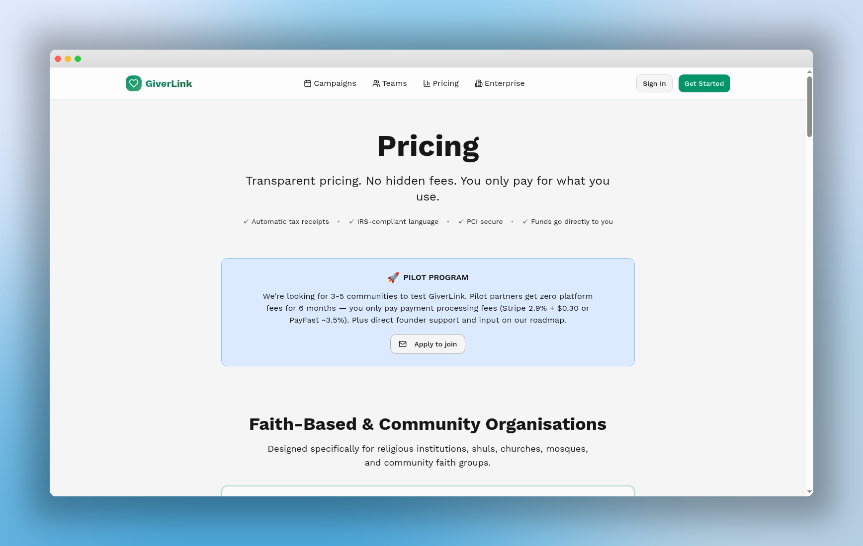 GiverLink: Fundraising SaaS Platform Built with Vibe Coding project hero