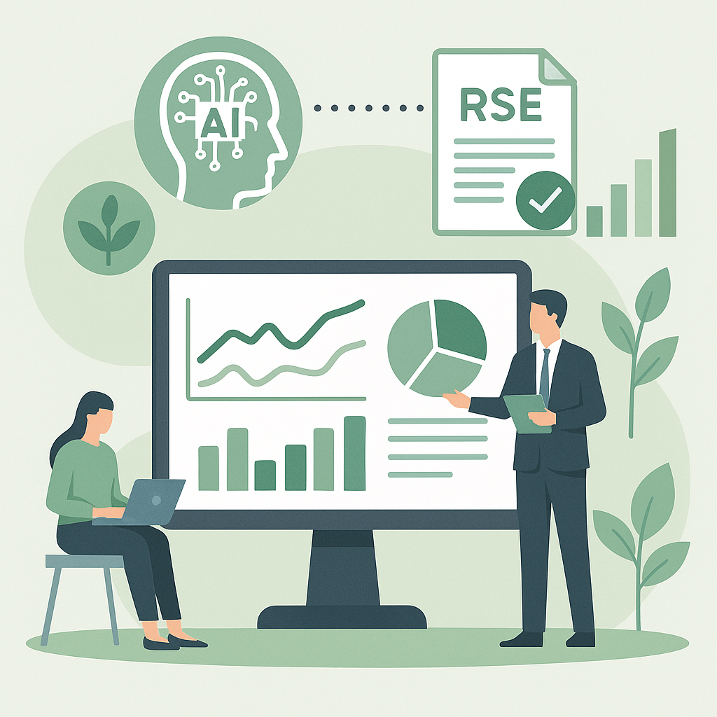 Tableau de bord RSE automatisé affichant des indicateurs de durabilité
