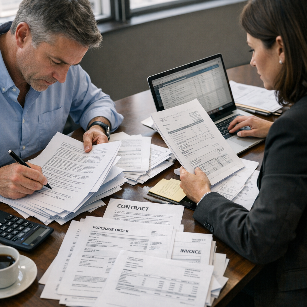 Responsables achats et audit structurant un processus de contrôle interne des achats