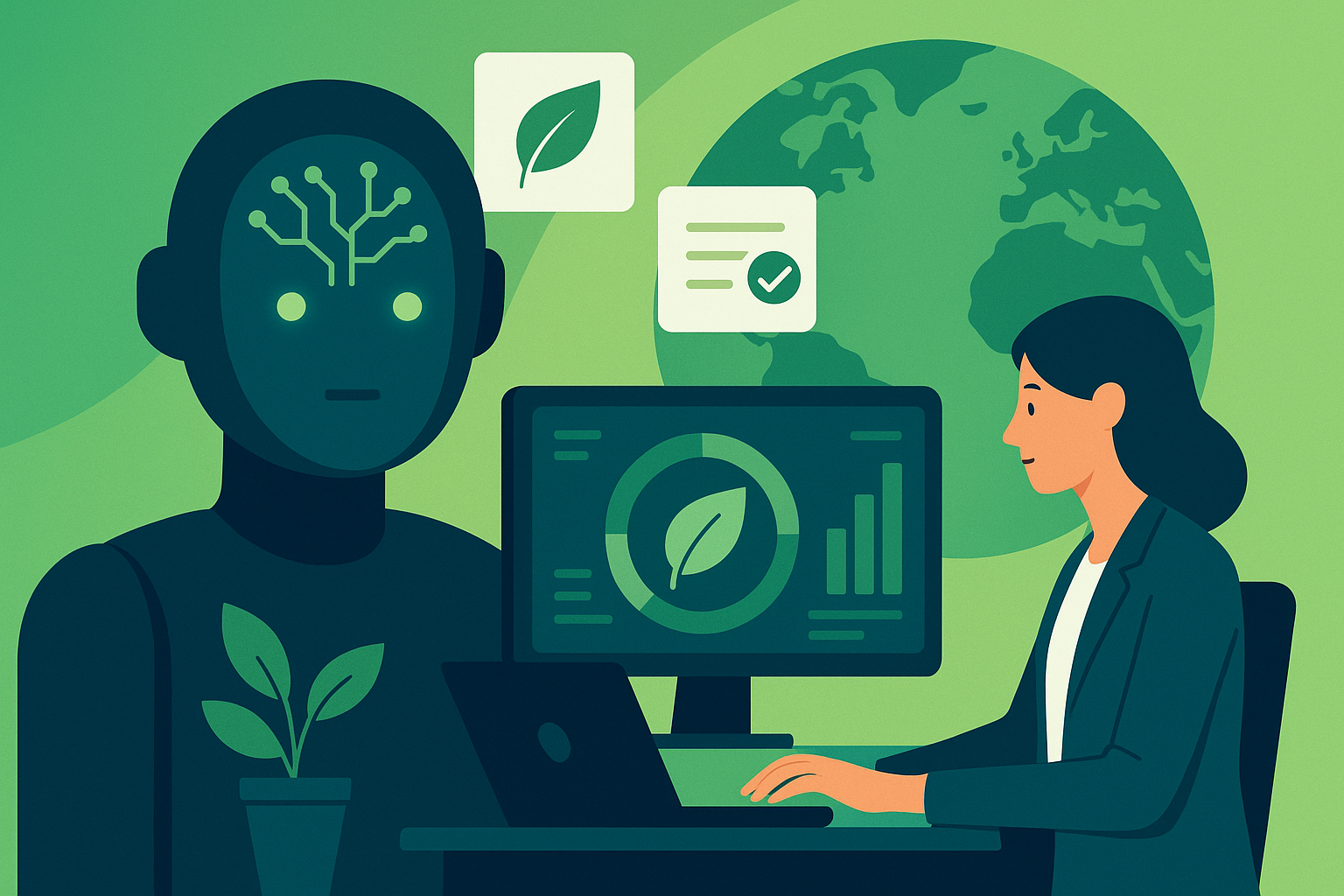 intelligenza artificiale che supporta la governance ESG di un'impresa sostenibile