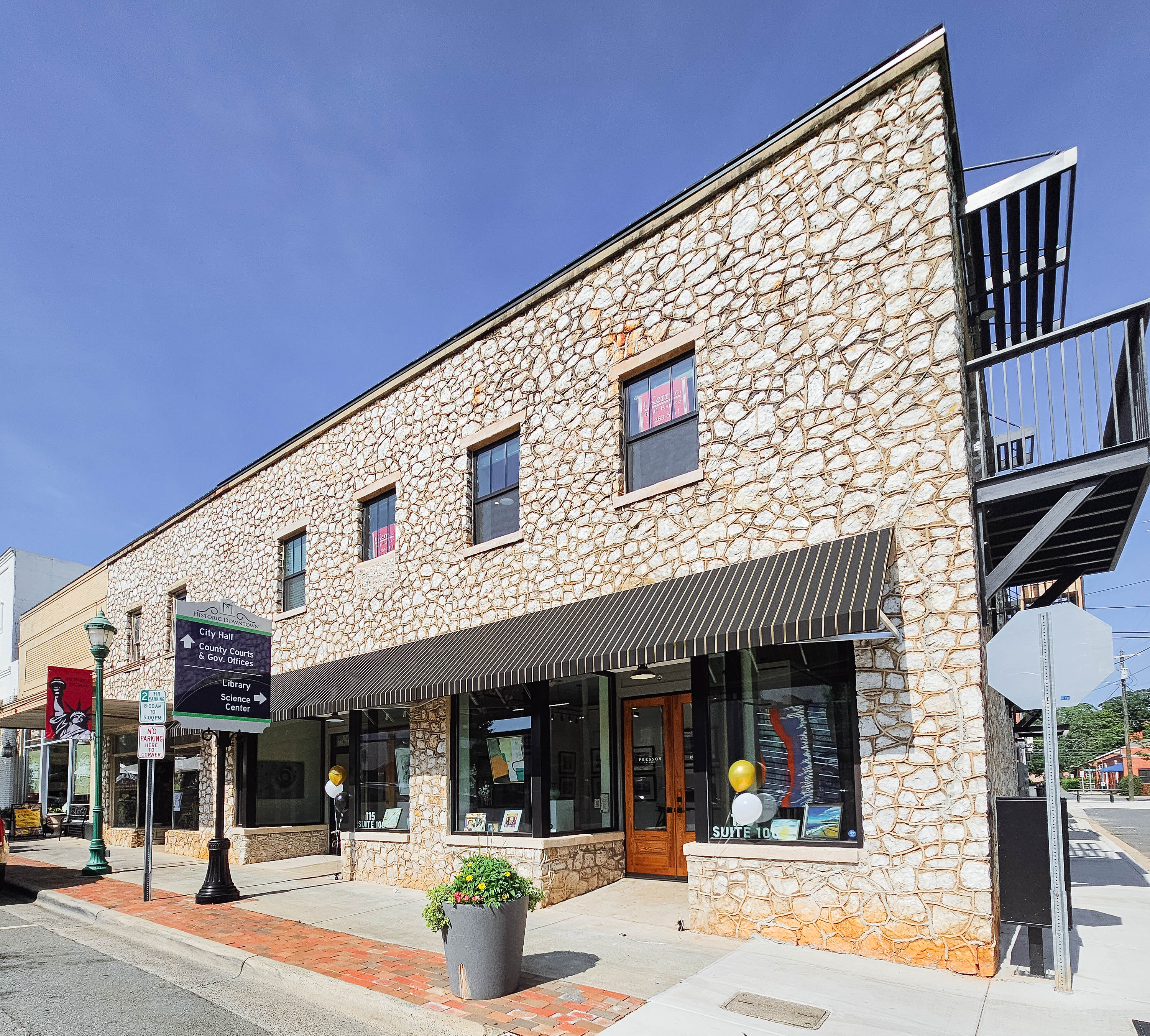 Street view of Presson Gallery in Downtown Monroe, North Carolina