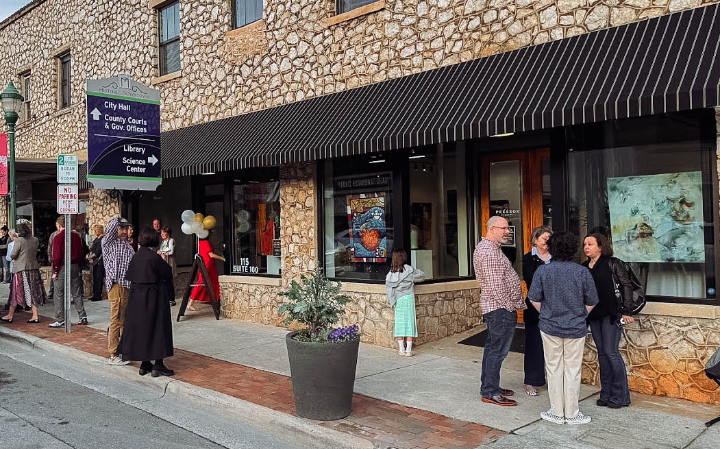 Outside view of an event taking place at Presson Gallery in Downtown Monroe, North Carolina