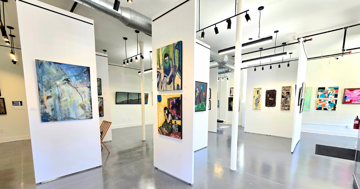 Front doors of Presson Art Gallery in Downtown Monroe, North Carolina