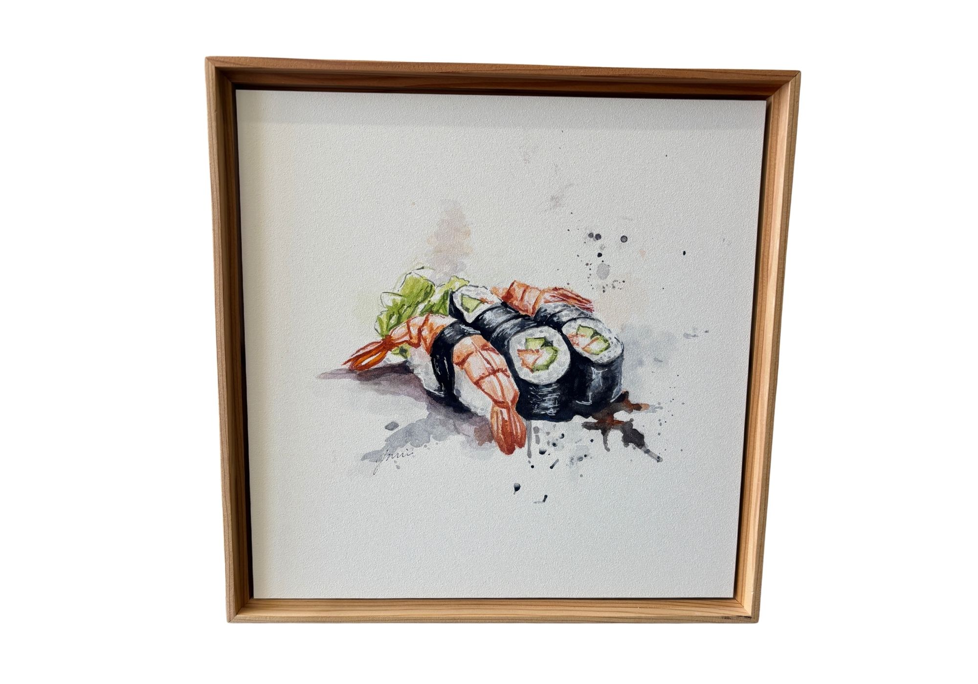 Vibrant and contemporary, Sushi Medley celebrates color and form with playful brushstrokes, perfect for kitchen walls or dining areas.