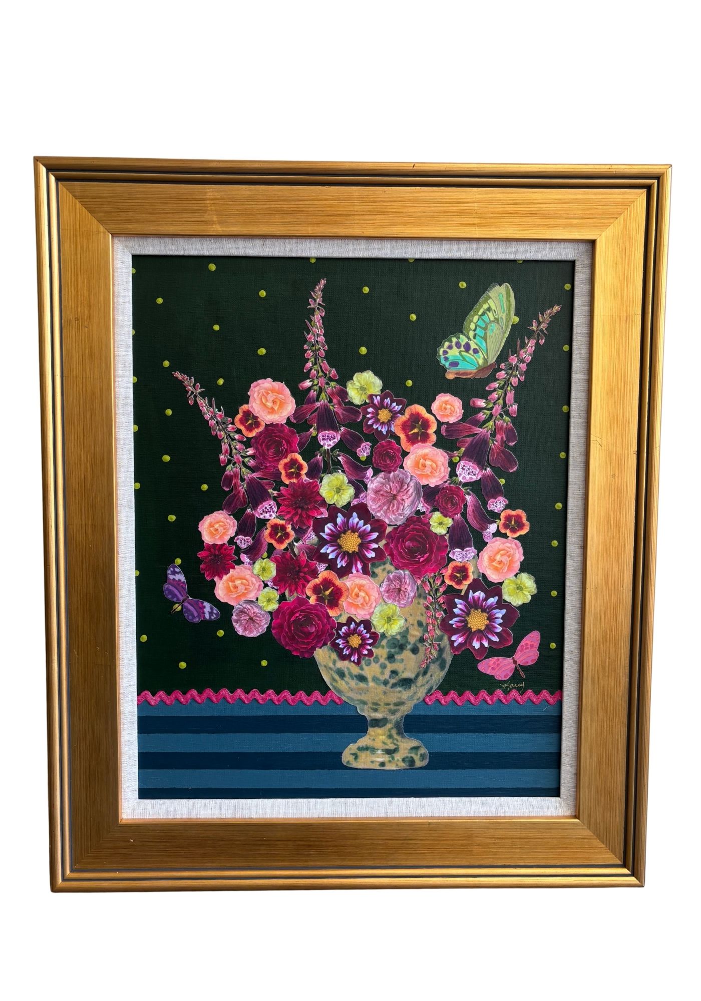 Perfect for a living room or hallway, this striking floral collage bursts with color and texture, celebrating nature’s abundance and whimsy.