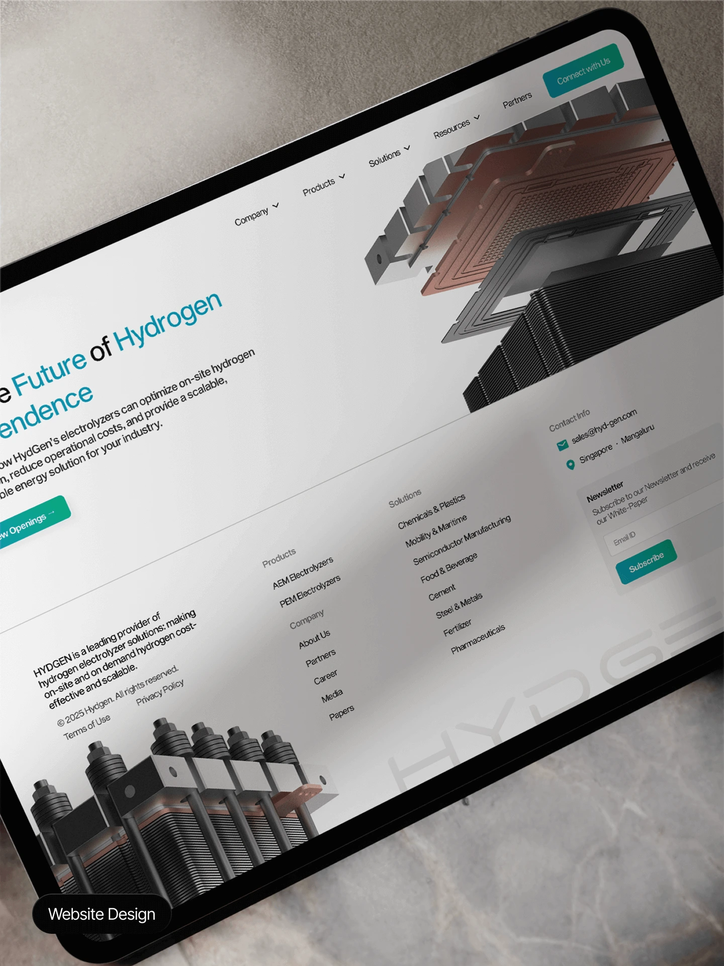 HYDGEN Website image in the tablet mockup