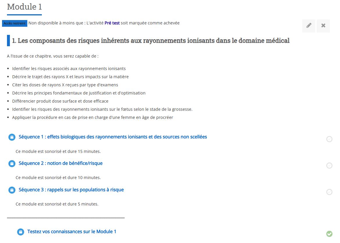 Composition du module 1 sur Moodle