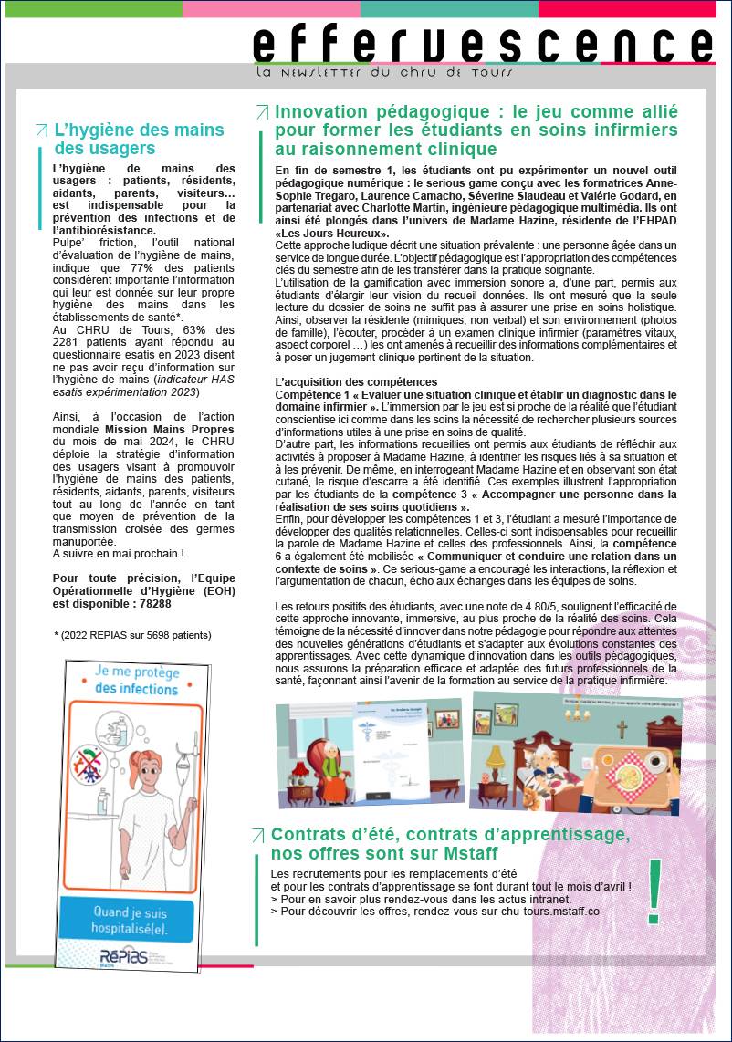 Article paru dans la newsletter du CHRU de Tours