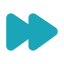 Double forward arrows icon in teal color.