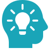 Silhouette of a human head with a light bulb inside representing an idea or innovation.
