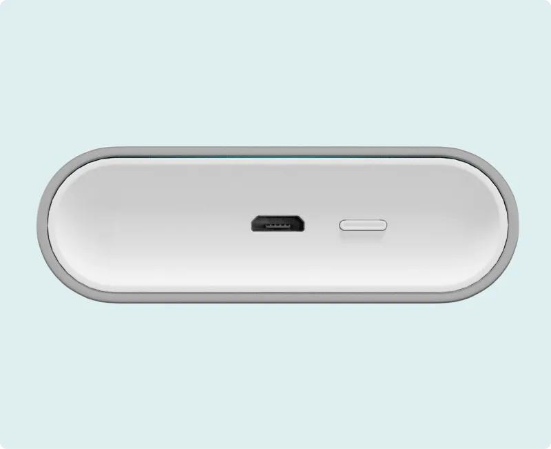 End view of the Alveo Analyzer showing its charging port
