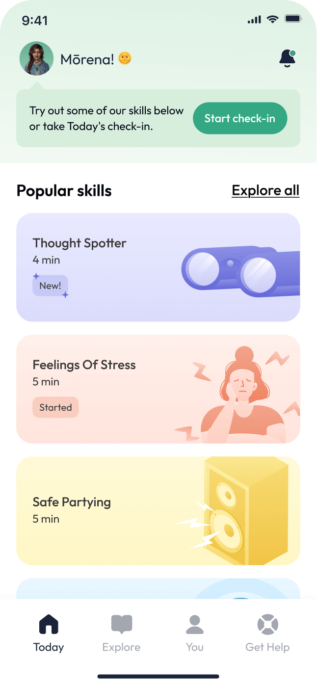 Image of the Headstrong app homepage