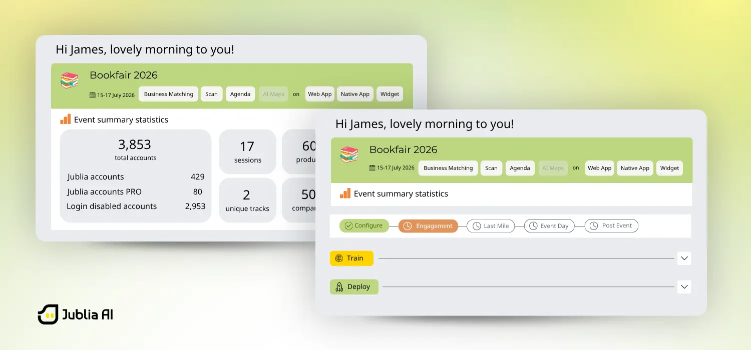 Illustrations of the new Jublia AI's redesigned Sense homepage