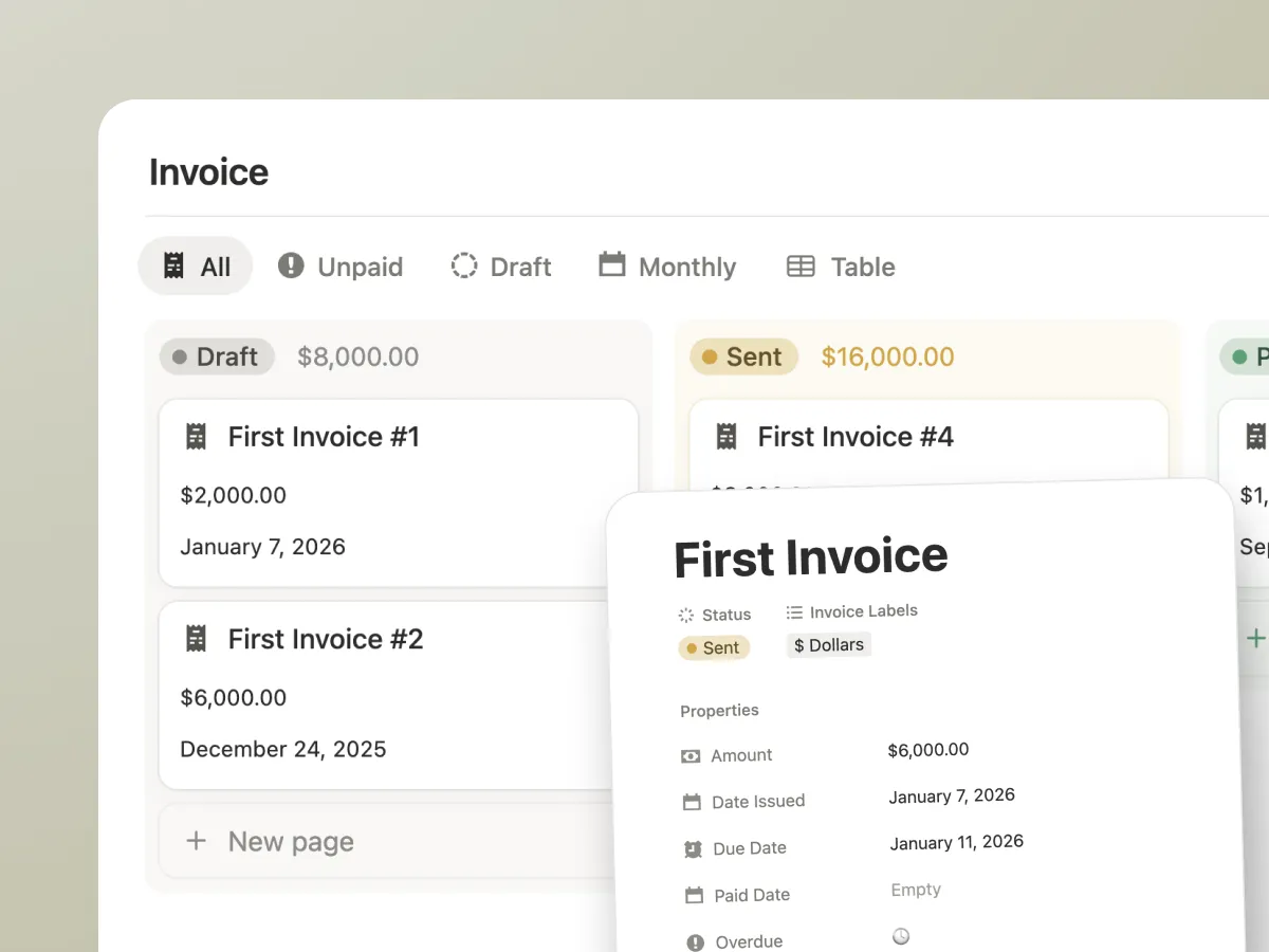 notion crm OS dashboard