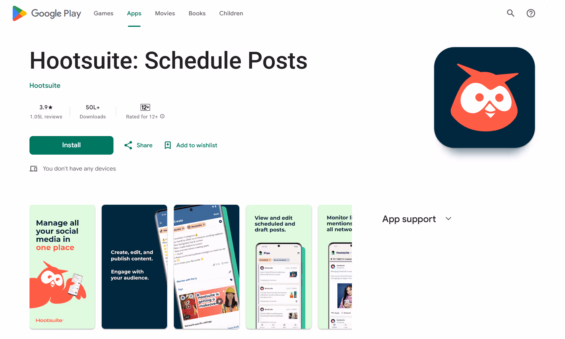 Hootsuite’s mobile app lets you schedule and automate your social media posts.