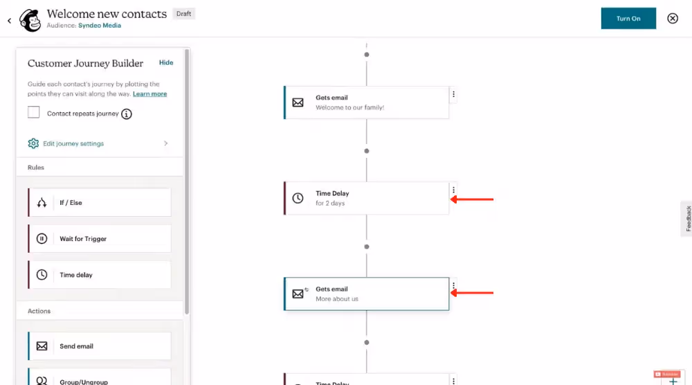 Mailchimp’s custom automation builder.